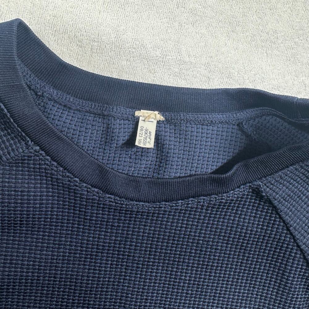 Aerie OFFLINE Cropped Long Sleeve Top Blue Waffle Knit Women’s Medium - Picture 7 of 7